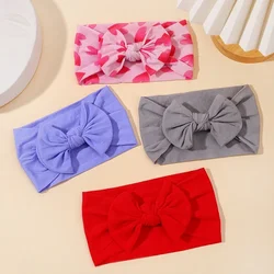 1pc simples cor sólida broadside bowknot bandana para bebê menina elástico faixa de cabelo básico turbante headwear infantil acessórios para o cabelo