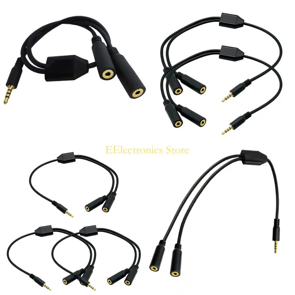 B03C Compactly TRRS Y Splitter Audios Cable 2.5mm Plugs Double Female Port Gold Plated Interfaces for Clear Sound Quality