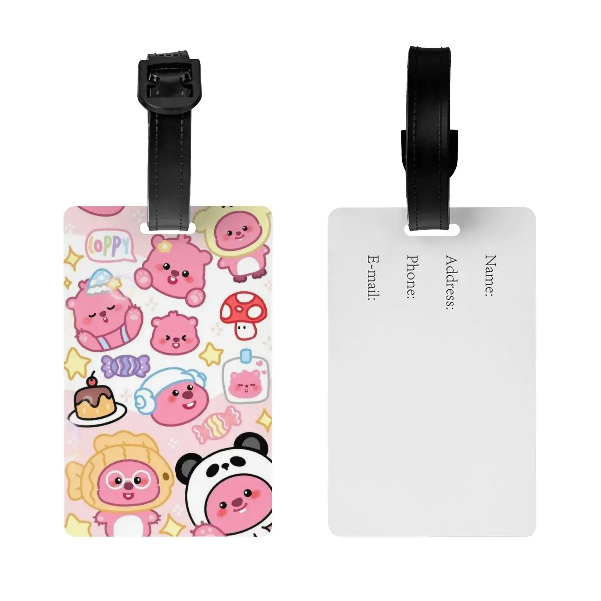 Cute Loopy Pattern Luggage Tag With Name Card Privacy Cover ID Label for Travel Bag