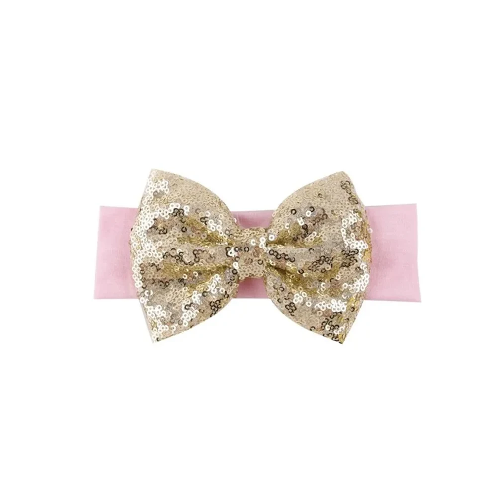 New 1PCS Fashion Elastic Children Headband Cute Sequins Bow Baby Girl Hair Accessories Christmas Gift Newborn Infant Headwear