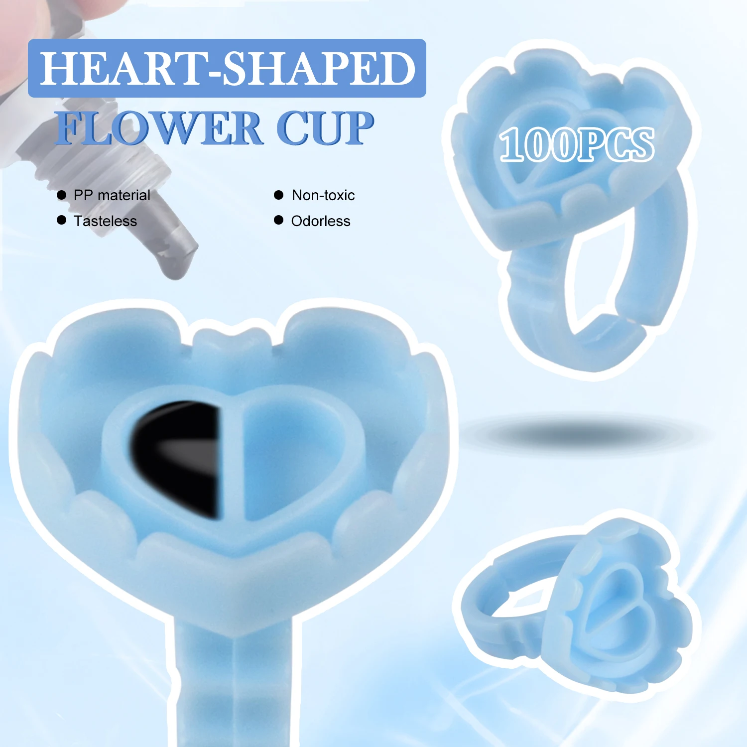 100 PCS Disposable Heart-shaped Plastic Ring Cup Tattoo Ink  Eyelash Extension Pigment Holder Pallet Lash Makeup Supplies Tools