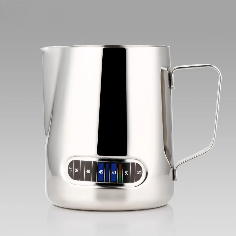 Milk Frothing Pitcher 600ML Temperature Display Stainless Steel Milk Frother Pitcher Jug Cup for Latte Art Barista