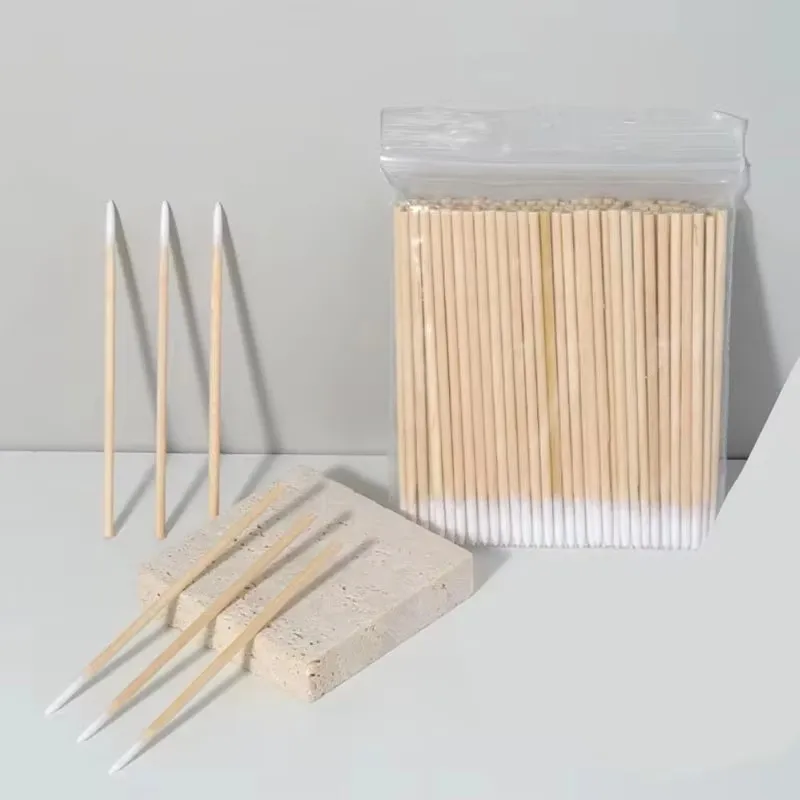 100-600pcs Disposable Cotton Swab Lint Free Micro Brushes Wood Cotton Buds Swabs Ear Clean Stick Eyelash Extension Glue Removing