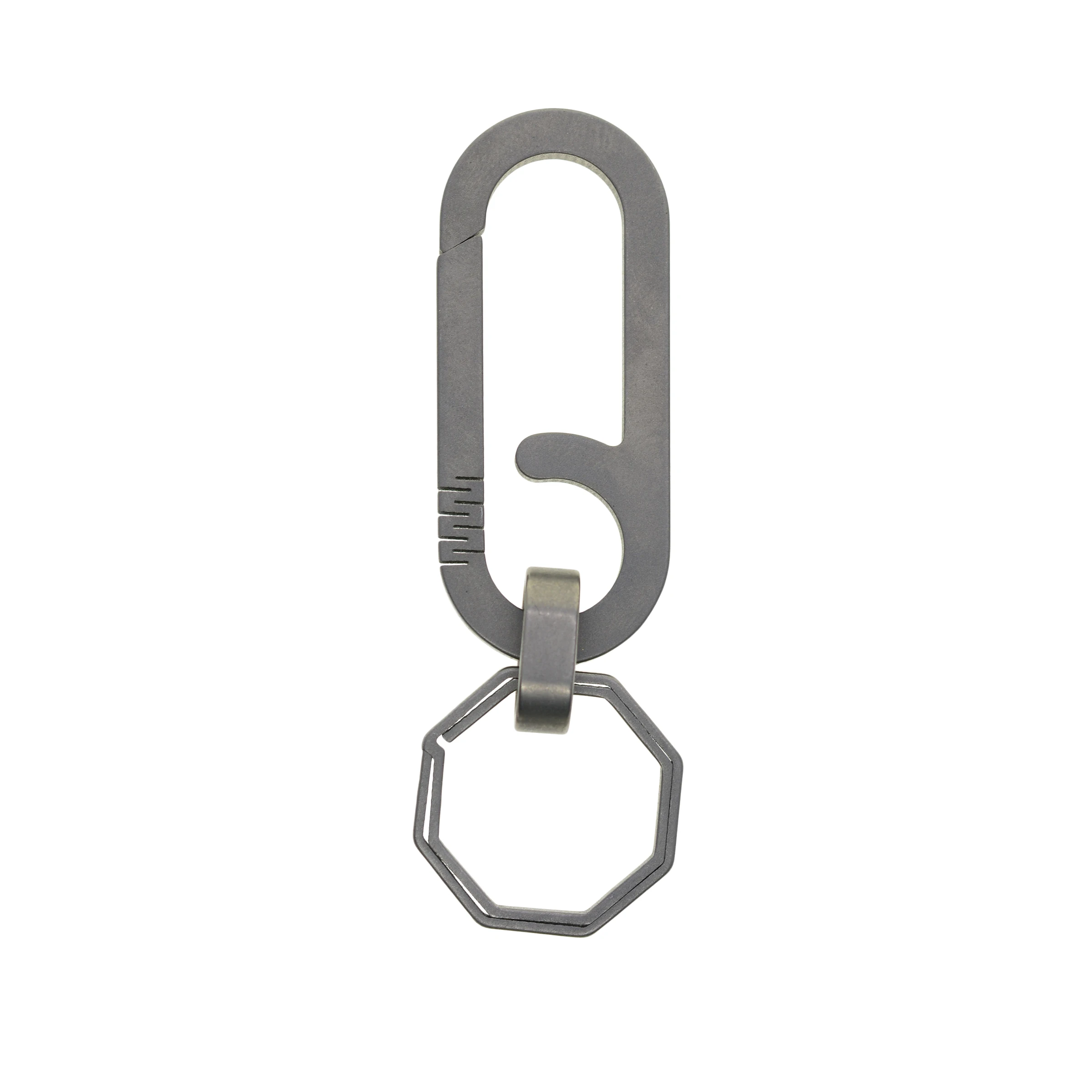 Unique simple light weight  titanium oval snap self Lock Carabiner star anise split ring Keychain FOB EDC house warming gift