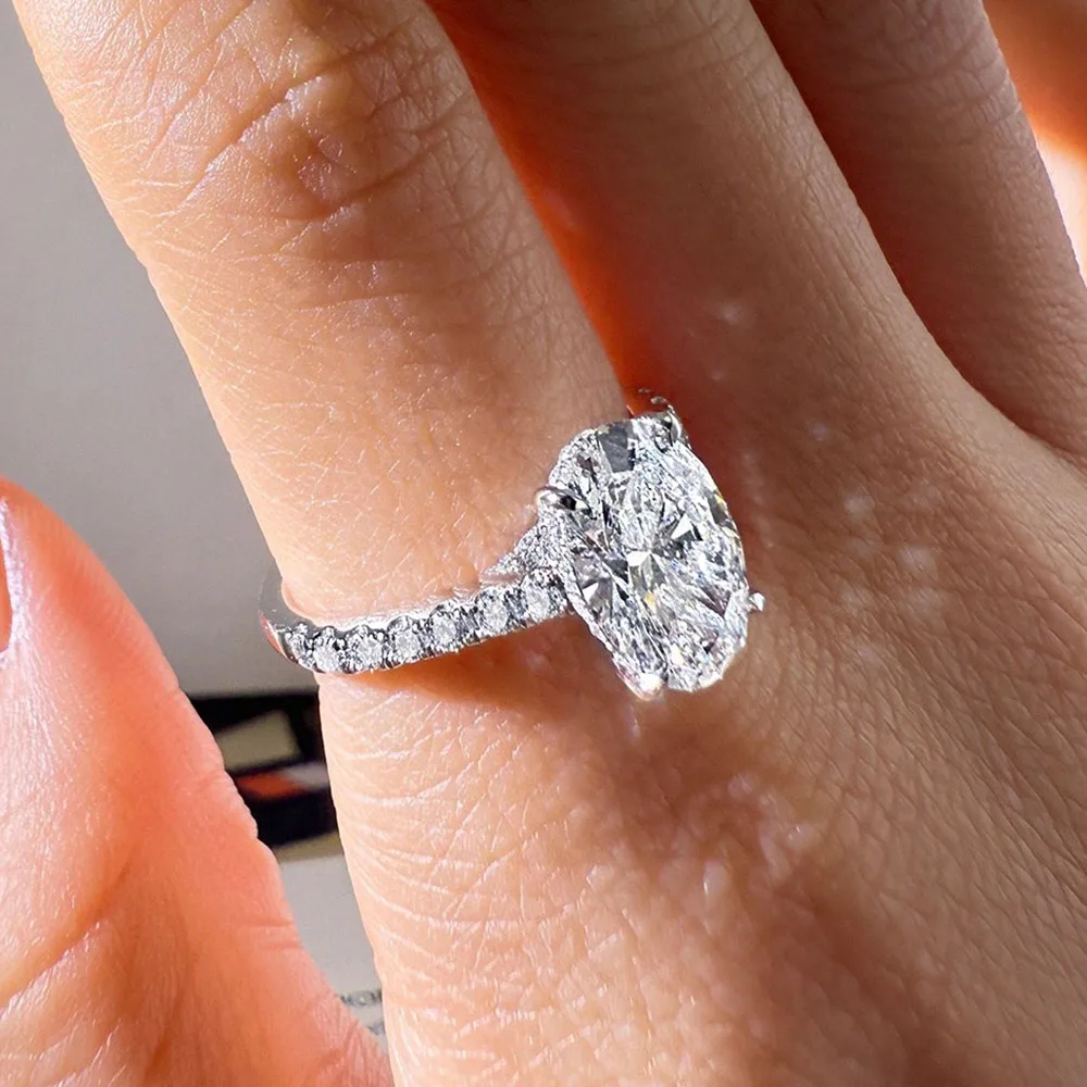 18k gold Custom Jewelry Factory gold 3ct Lab Grown Diamond Engagement Ring for Women