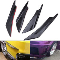 4pcs Universal Carbon Fiber Car Front Bumper Lip Rubber Fin Splitter Body Spoiler Canards Spoiler Car Tuning Canard Decor