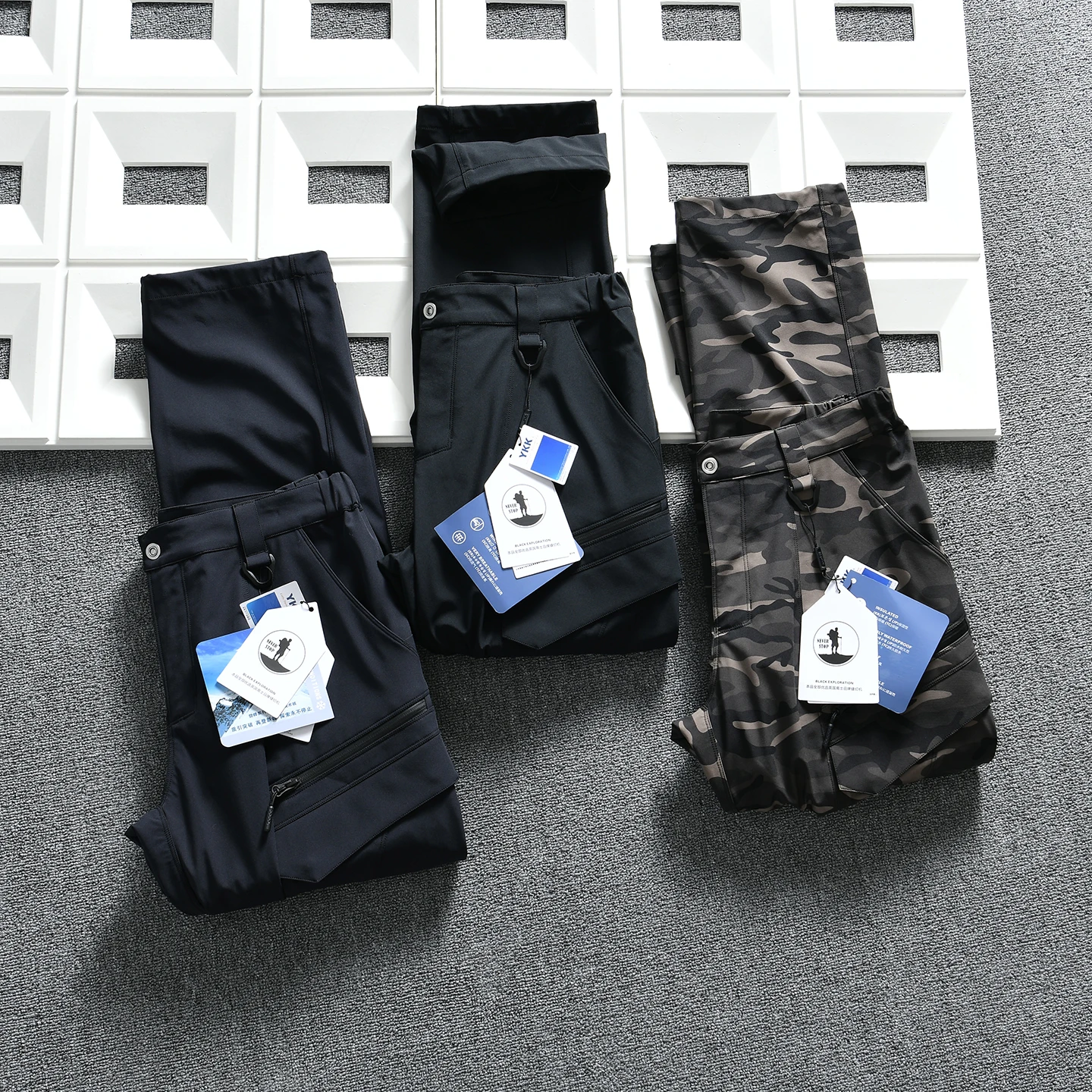 Men's Outdoor Hiking Waterproof Windproof 3D Tailored Long Trousers Straight Leg Nylon Workwear Pants Autumn Winter Gear