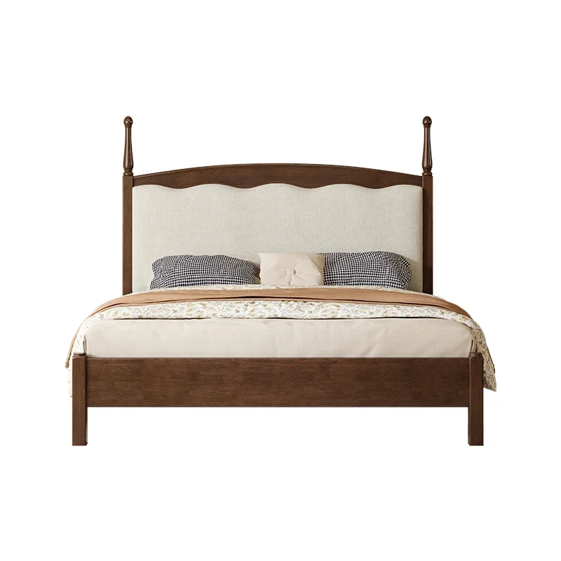 Retro American solid wood bedside soft bag 1.5m 1.8m double bed modern simple light French