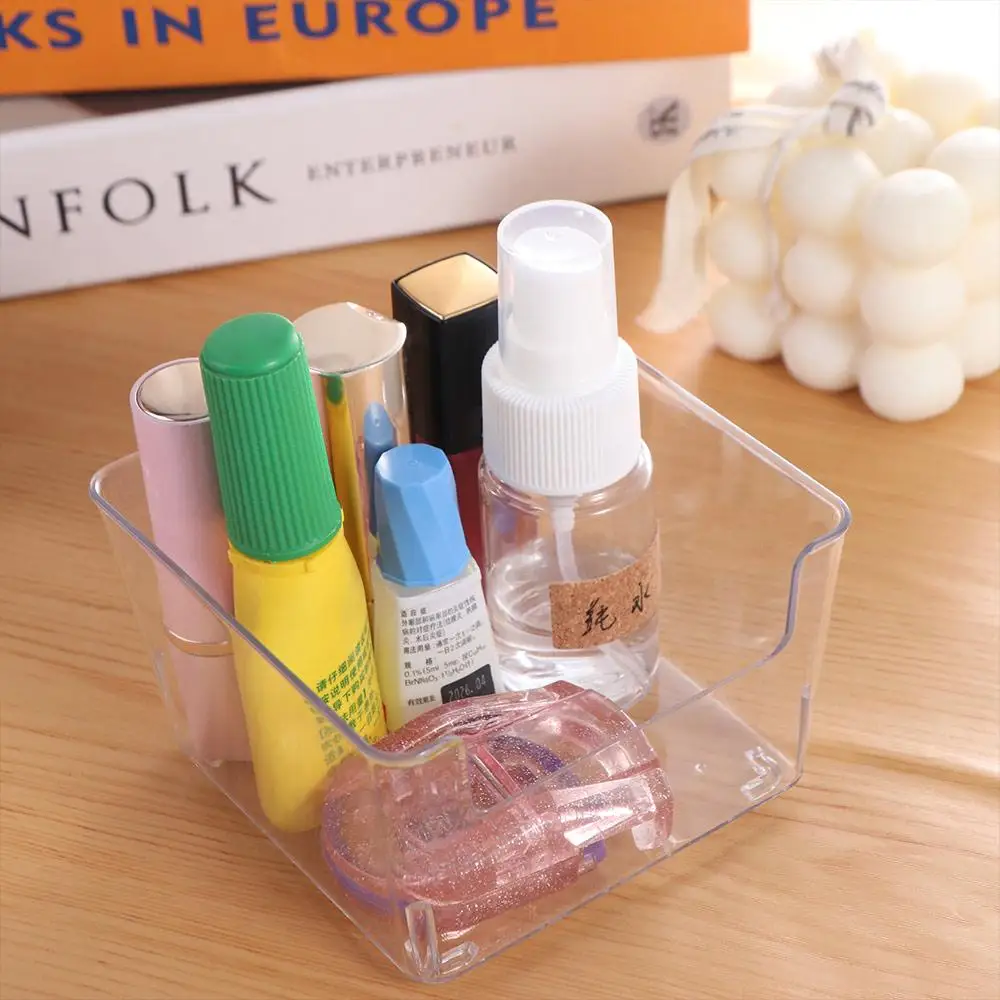 INS Chic Acrylic Note Holder Transparent Efficient Clear Note Box Waterproof Card Paper Desk Organizer Desktop