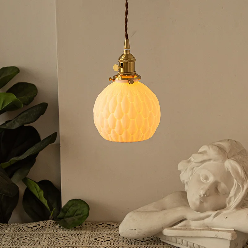 Modern Creative Ceramic LED Hanging Lights Bar Hallway Dining Room Hotel Home Design Lighting Copper Socket Nordic Pendant Lamps