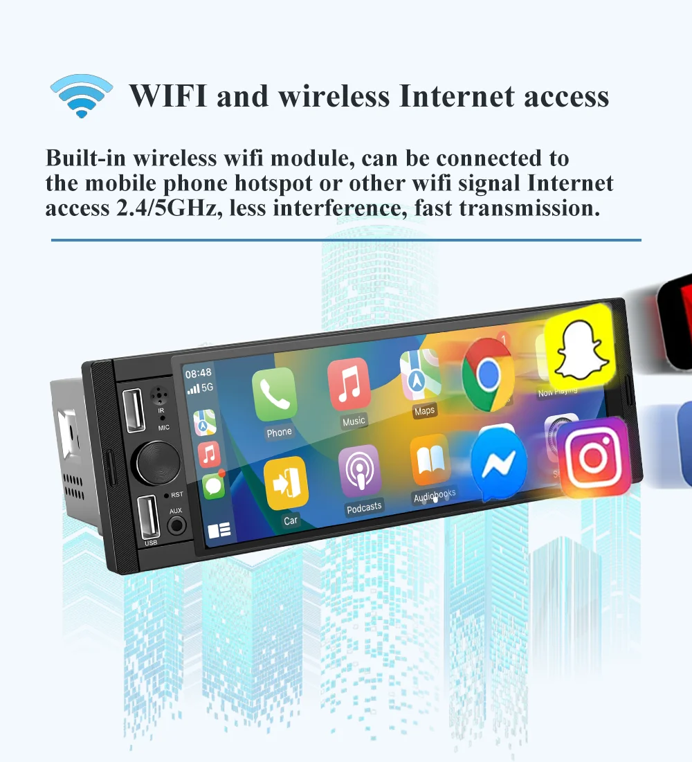 

1Din 6.2 Inch LCD Capacitive Touch Screen Car Radio MP3 MP5 FM Player With BT Car Audio USB Connection & Android OS