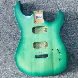 EB821 Electric Guitar Body Replace  HH Pickups 6 Screws Fixed Tremolo DIY Parts Solid Basswood Right Hand Transparent Green