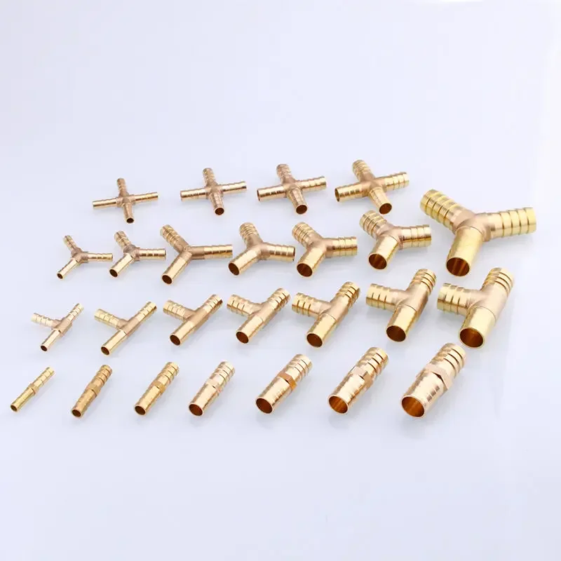 4 5 6 8 10 12 14 16 19 25mm Hose Barb Brass Hosetail Straight Elbow Tee Y Cross 2/3/4 Way Fitting Splitter Connector Home Garden