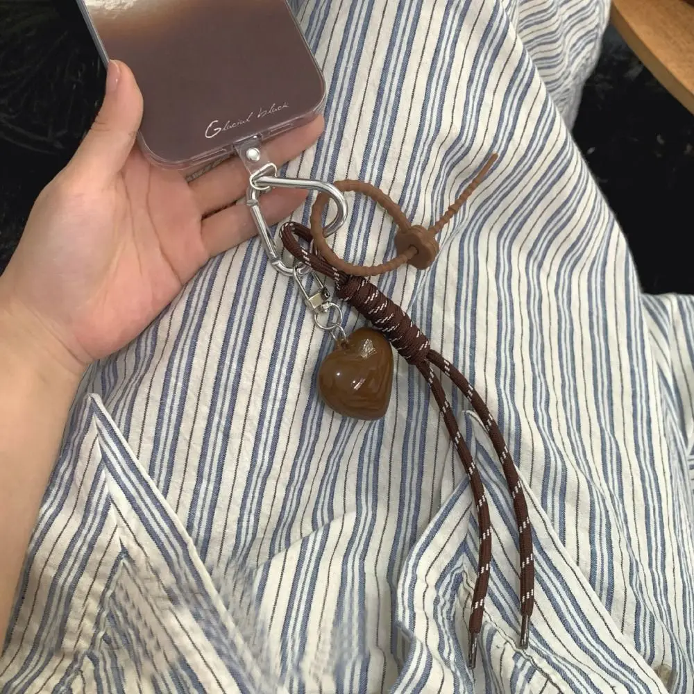 جديد القلب الجلود حبل المفاتيح الكرز القوس اليدوية الهاتف المحمول الحبل Y2K حقيبة سحر الهدايا DIY بها بنفسك الملحقات