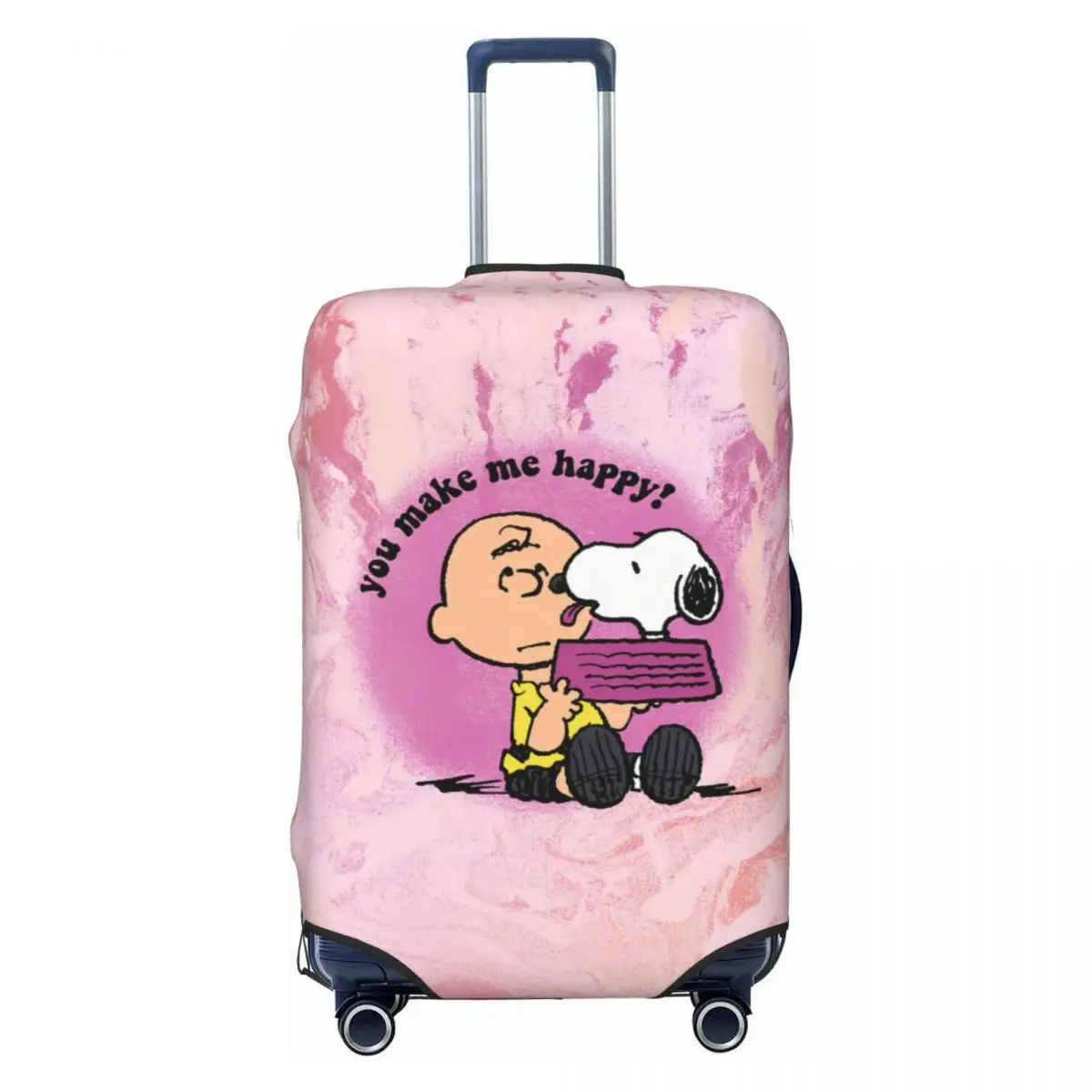 

Custom You Make Me Happy Snoopy Luggage Cover Funny Beagle Dog Suitcase Protector Covers Suit For 18-32 inch