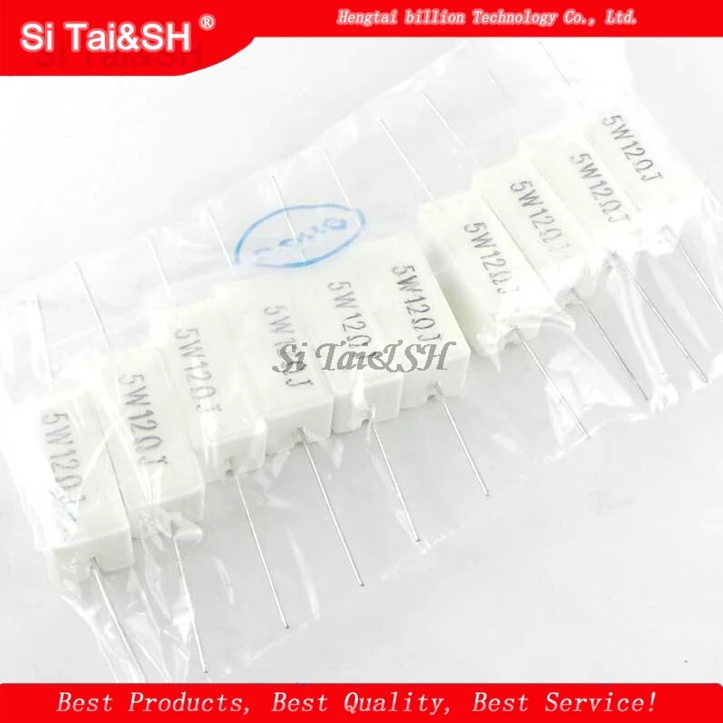 10pcs 5W Cement resistance 0.1 ~ 10k ohm 5% 0.22 0.33 0.5 1 10 100 1K 10K ohm 0.1R 0.22R 0.33R 0.5R 1R 10R 100R