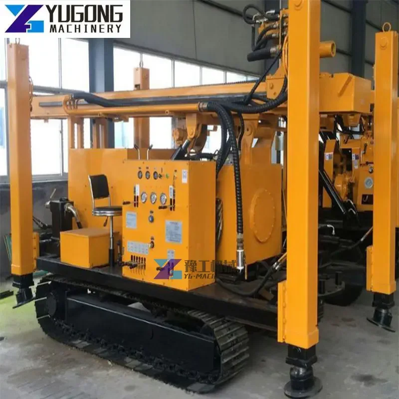 Crawler Borehole Mining Pneumatic DTH Water Well Drilling Rig Machine Prices Compressor Ground Crawler DTH Mining Drilling Rig