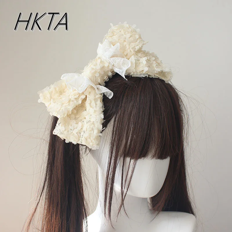 

Japanese Lolita Lace Petals Hollow Bow Hair Clip Women Summer Sweet Cute Headwears Kawaii Fashion Hairpin Hair Accessories