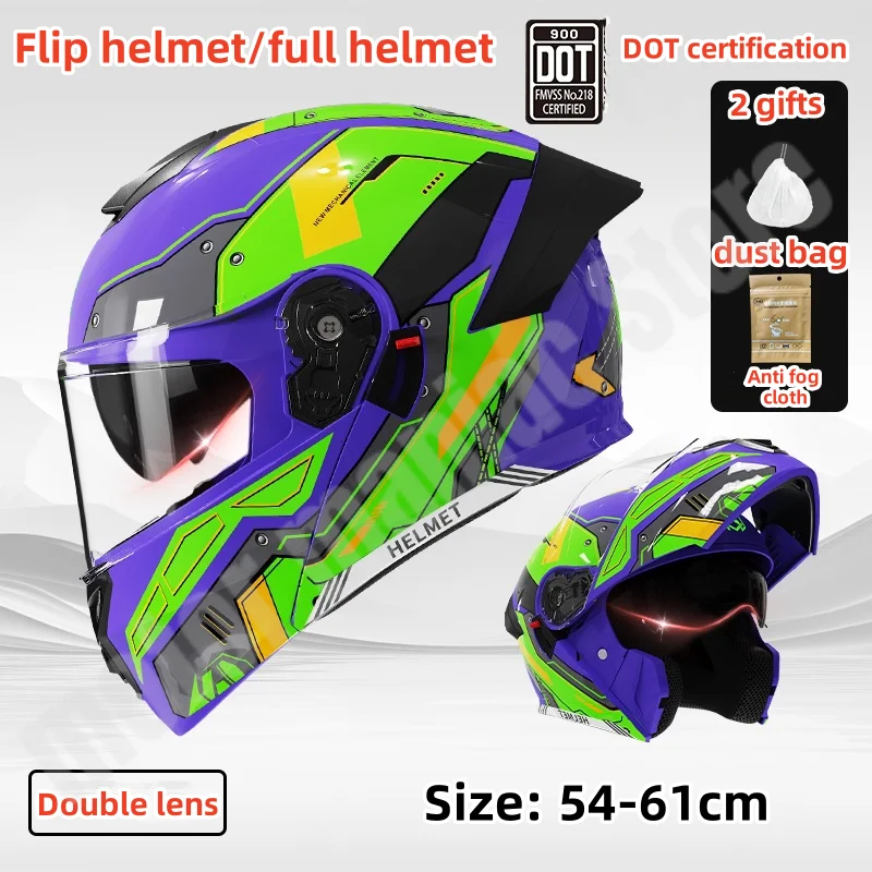 

Dot Certified Motorcycle Full Face Helmet Double Lens Motorcycle Flip Helmet Four Season Universal Anti Fog Full Face Helmet