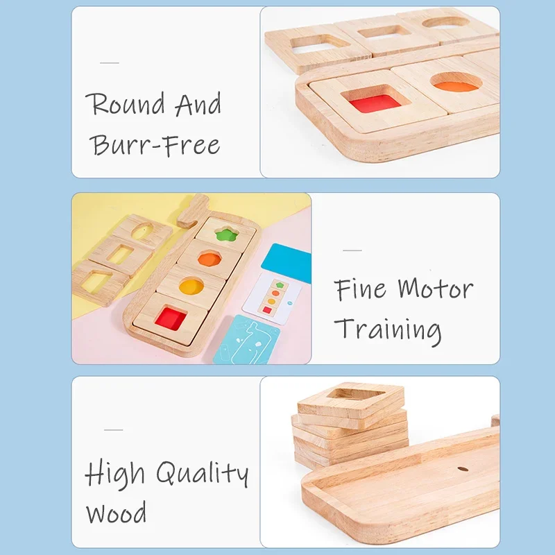 Wooden Montessori Geometry Color Separation Toys Matching Games Sensory Training Shape Children Education Cognition
