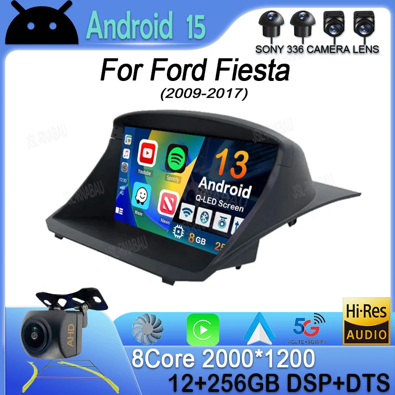 

Автомагнитола Carplay для Ford Fiesta 2009-2017, Android 13, GPS-навигация, мультимедийный видеоплеер, стерео 360, головное устройство с камерой