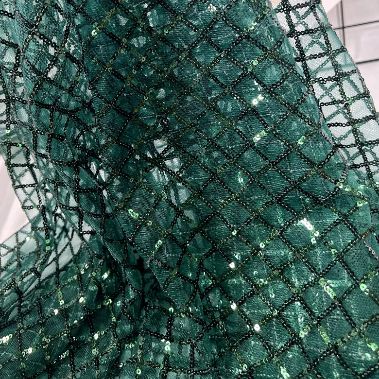 

Ткань для свадебного вечернего платья, 1 ярд, ткань для декораций, ткань для шитья, кружевная ткань с квадратной сеткой и стразами.