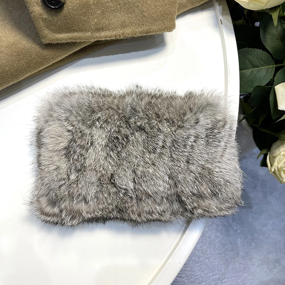 Winter Women Real Fur Handmade Stretch Fur Scarf Knit Genuine Rabbit Fur Headbands Girls Natural Fur Ring Cowl Snood Scarves