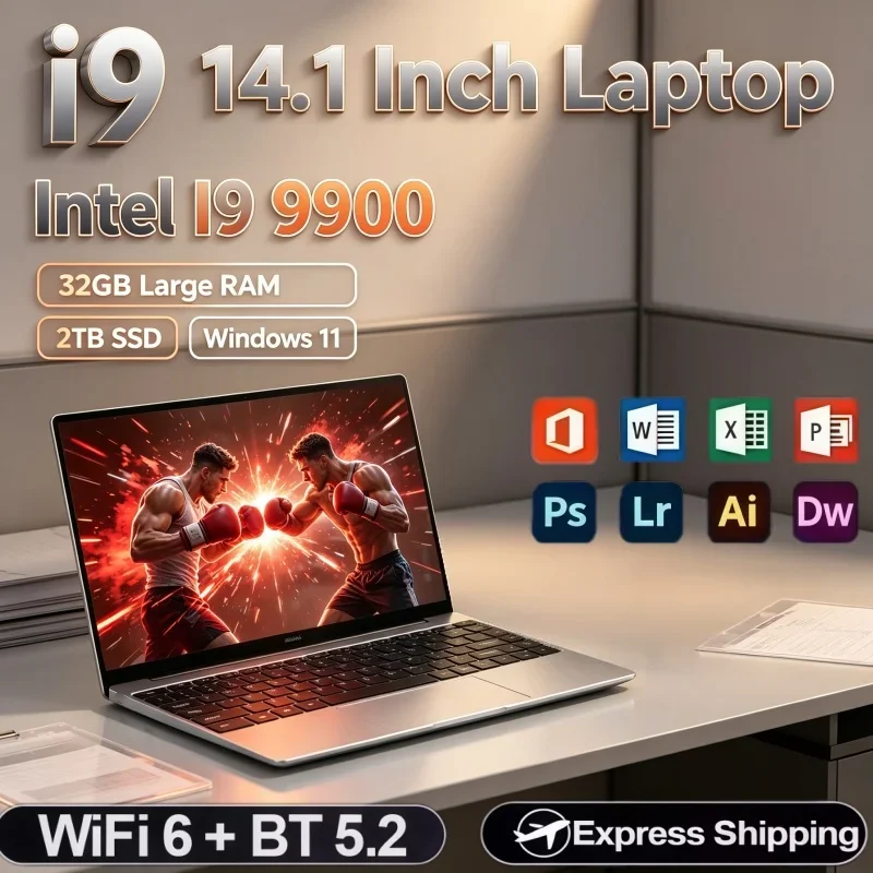 New 14.1 Inch Computer Notebook Intel Core I9-9900 32GB RAM 2TB SSD Windows11 High Performance For Daily Tasks