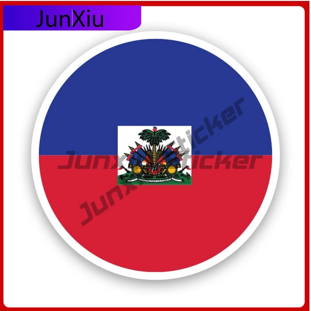 

Round Haitian Flag Fade Resistant Waterproof Cool For Car Body Rear Windshield Motorcycle Easy To Remove No Residue Accessories