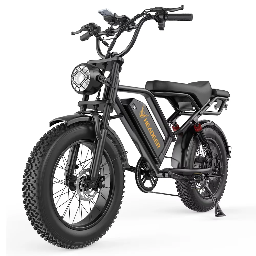 HEADEER BK20 City E-Bike voor volwassenen, 80 km bereik off-road e-mountainbike, 48V 20Ah lithium batterij, 20" dikke banden