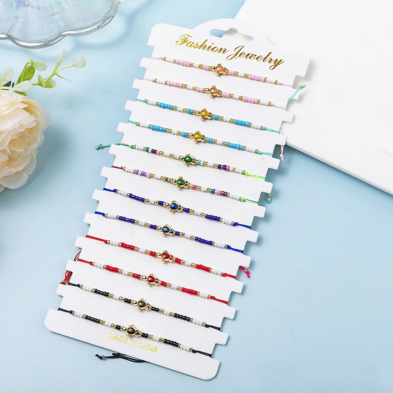 

Браслет из рисовых бусин ZGMXR, 12 шт., регулируемый, разноцветный, ручной работы, в богемном стиле, простой, модный, набор браслетов из бисера.