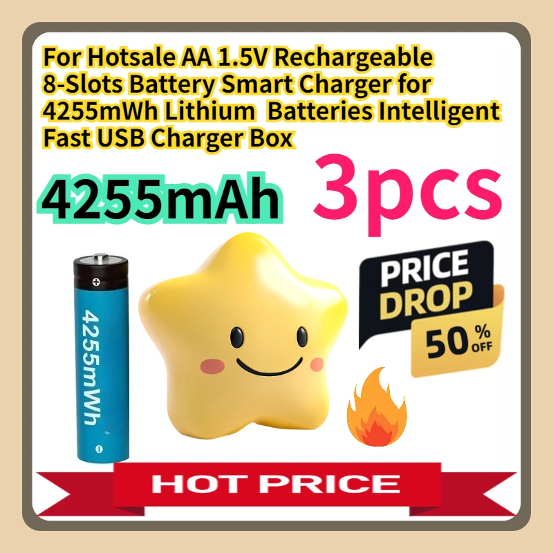 

For Hotsale AA 1.5V Rechargeable Battery 4255mWh Lithium Batteries Intelligent