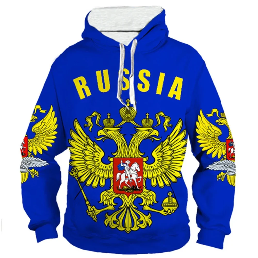 Russia Flag Graphic Hoodie for Men Top Russian Eagle Emblem Hooded Pullover 3D Print  RUS New in Hoodies amp Sweatshirts Hoody