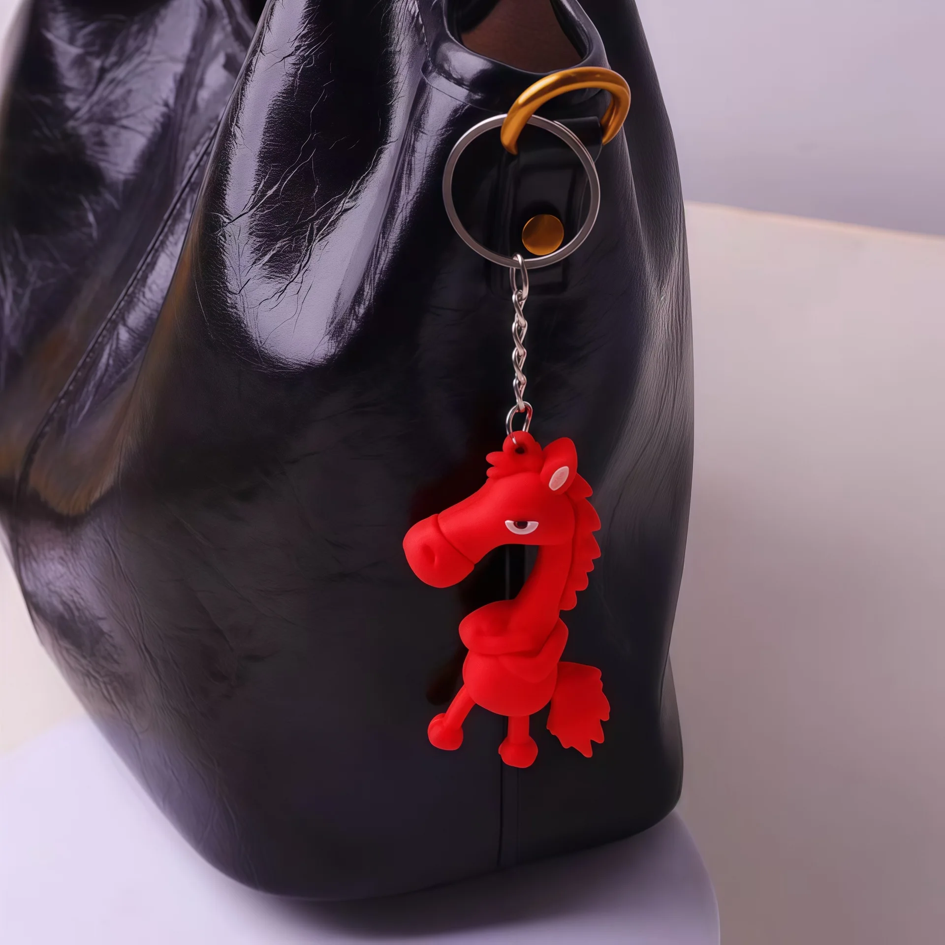 Black Soft Rubber Horse Keychain Backpack Pendant Decoration Year of The Horse 2026 New Year's Gifts for Boys and Girls
