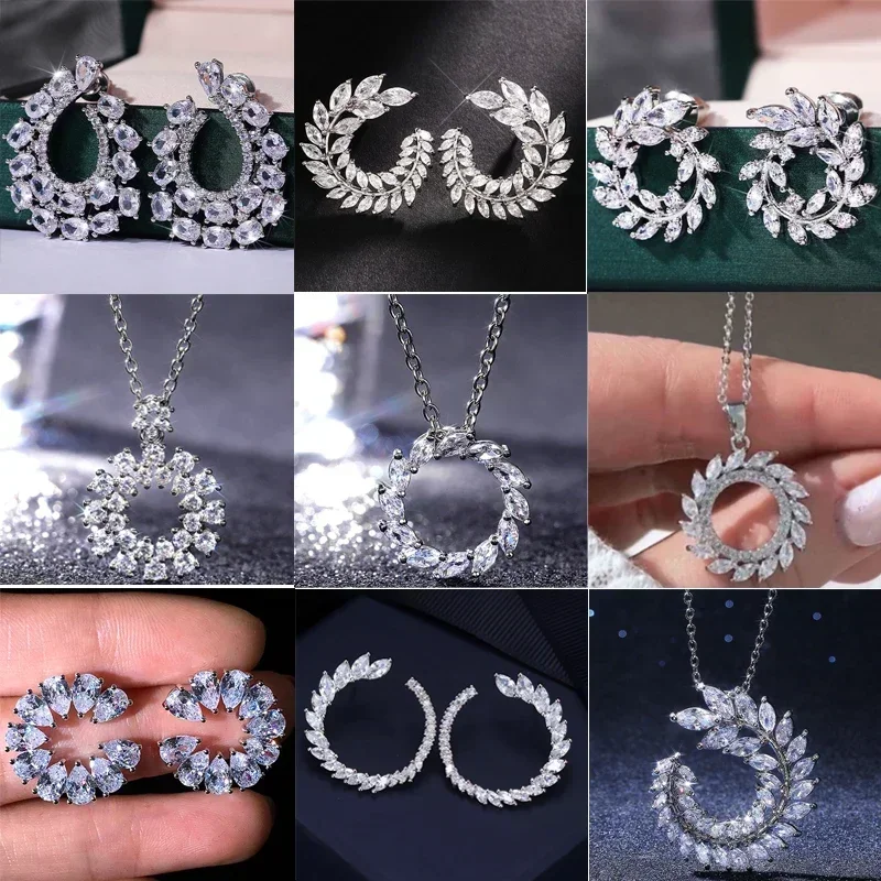 Dazzling Floral Design, Fashionable Design, Bride's Wedding Inlay, Translucent Zircon Necklace, Elegant Jewelry and Accessories