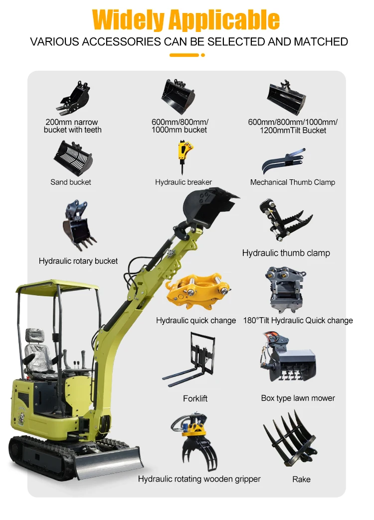 Kostenloser Versand Mini-Bagger Euro 5 CE EPA Hydraulischer Garten-Dieselbagger Neuer Multifunktionaler Raupenbagger Kleiner Bagger Maßgefertigt – Detail 4