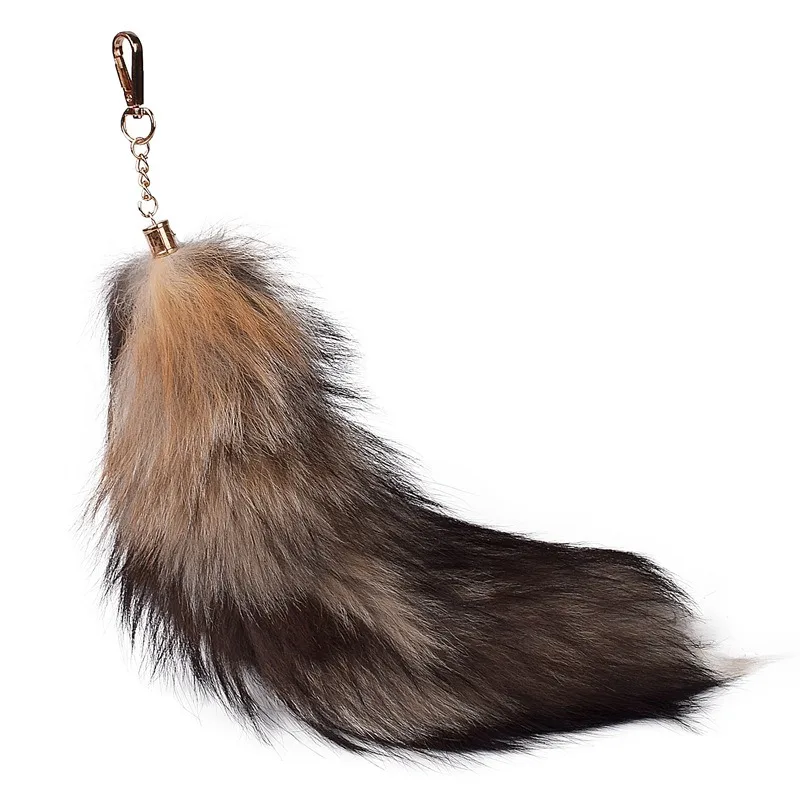 Fox Tail Keychain Women\'s Bag Pendant Natural Color Nine-tailed Fox Tail Stage Performance Props