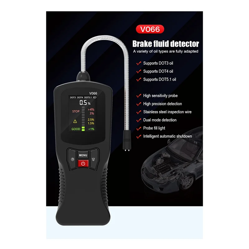

-X07A V066 Brake Oil Detector Diagnoses Car Brake Oil Moisture Content Tester Brake Oil Digital Display Easy Install Easy To Use