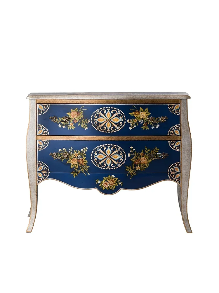 

American-Style Painted Solid Wood Storage Chest of Drawers Luxury Retro Wall Multi-Functional Sideboard Cabinet