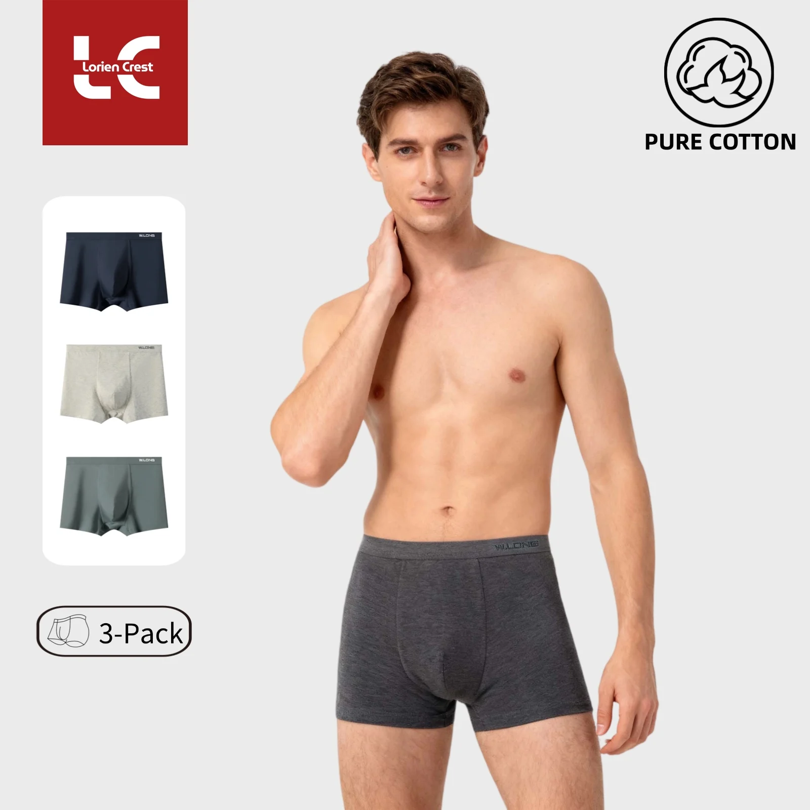 

3PCS Men's underwear pure cotton breathable and comfortable boxers men's bacteriostatic