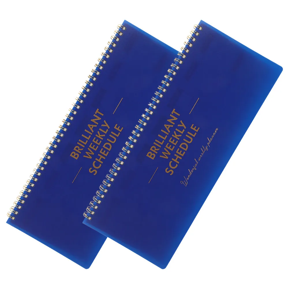 2Pcs Small Weekly Planner Spiral Bound Undated Horizontal Layout Tear Off Pages Smooth Writing Sturdy Paper Desk Office Home