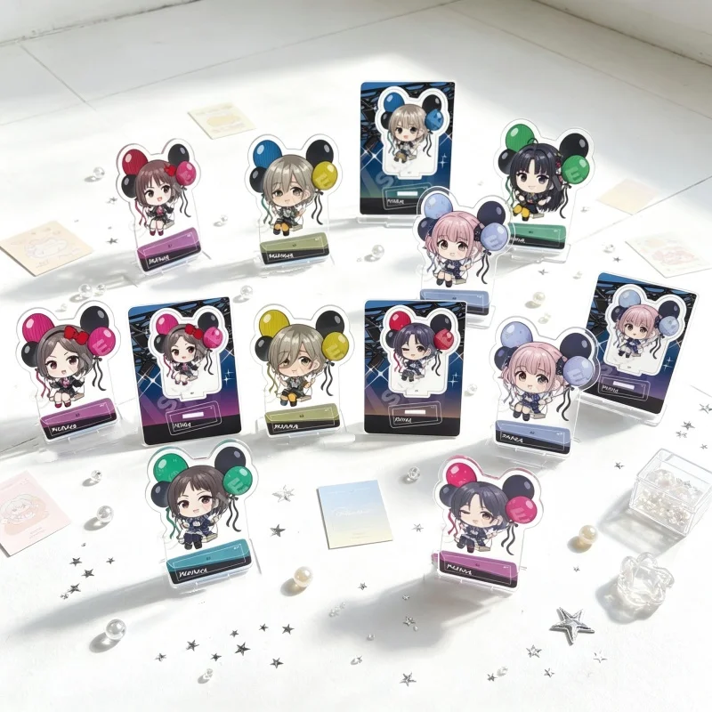 10cm Anime GIRLS BAND CRY Q Version Acrylic Figure Stand Model Plate Keychain KAWARAGI MOMOKA Rupa Study FACTORY STORE 9PCS