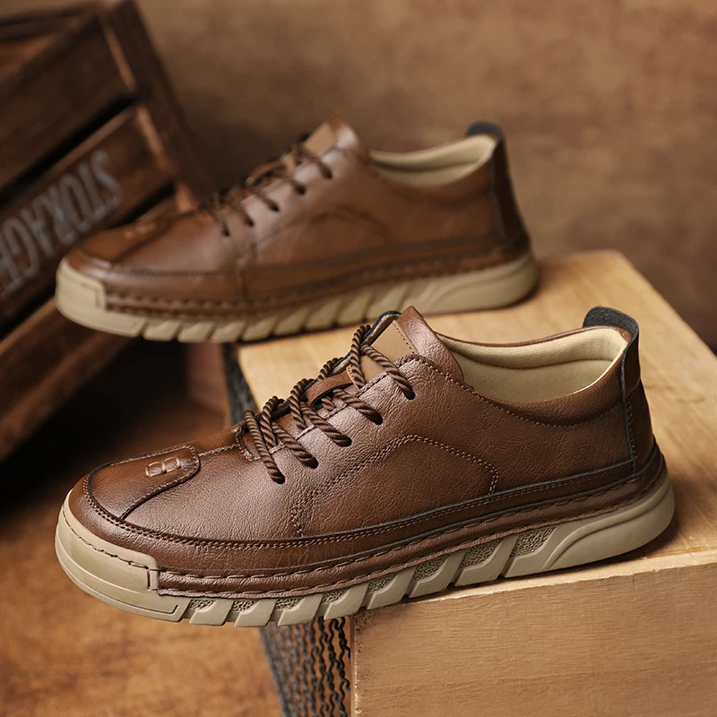 

Классическая повседневная обувь из натуральной кожи, мужские оксфорды на плоской подошве со шнуровкой, весенне-осенние мужские оксфорды, мокасины
