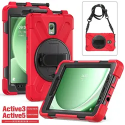 PC Case For Samsung Galaxy Tab Active 3 8.0 SM-T570 T575 T577, 360 Rotation Hand Shoulder Strap 3 Layer Multifunctional Case