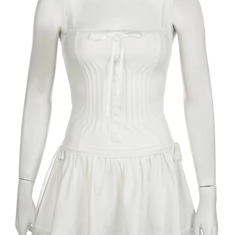 

2025 винтажные бандажные платья с кружевной отделкой для женщин, платье трапециевидной формы, сексуальное тонкое мини-платье без рукавов с разрезом на шее, модное женское dsfdsd2