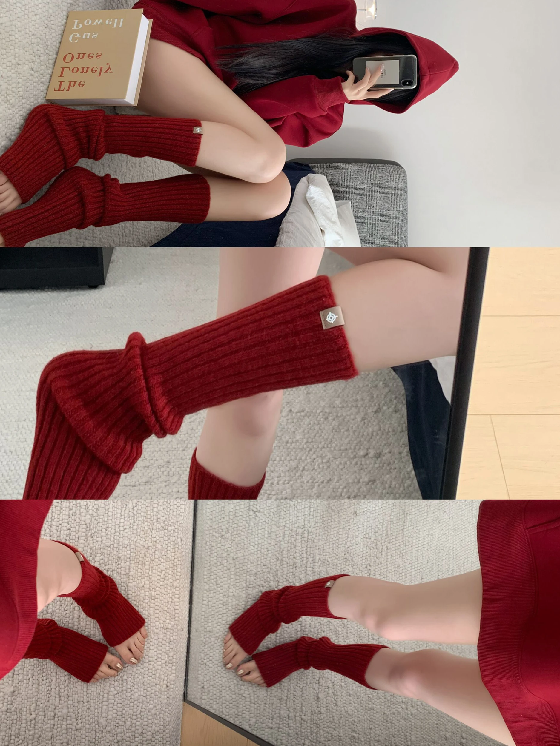 Thickened Knitted Socks Women's Winter Warm Anti-slip Leg Covers Autumn Winter Series Red Zhang Zi One Limited Edition