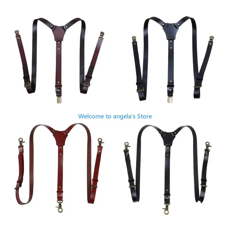 X4YC Классические ремни для подтяжек из искусственной кожи с надежным зажимом-крючком Стильный мужской аксессуар для формальной