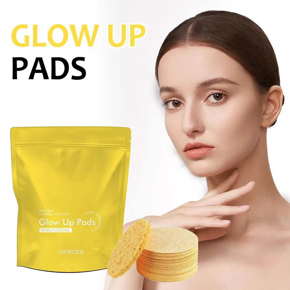 10 teile/beutel Kurkuma Kojic Pads wieder verwendbare natürliche Haut Peeling Schwamm Baumwolle Gesicht Schwamm Kit für Make-up Entfernung