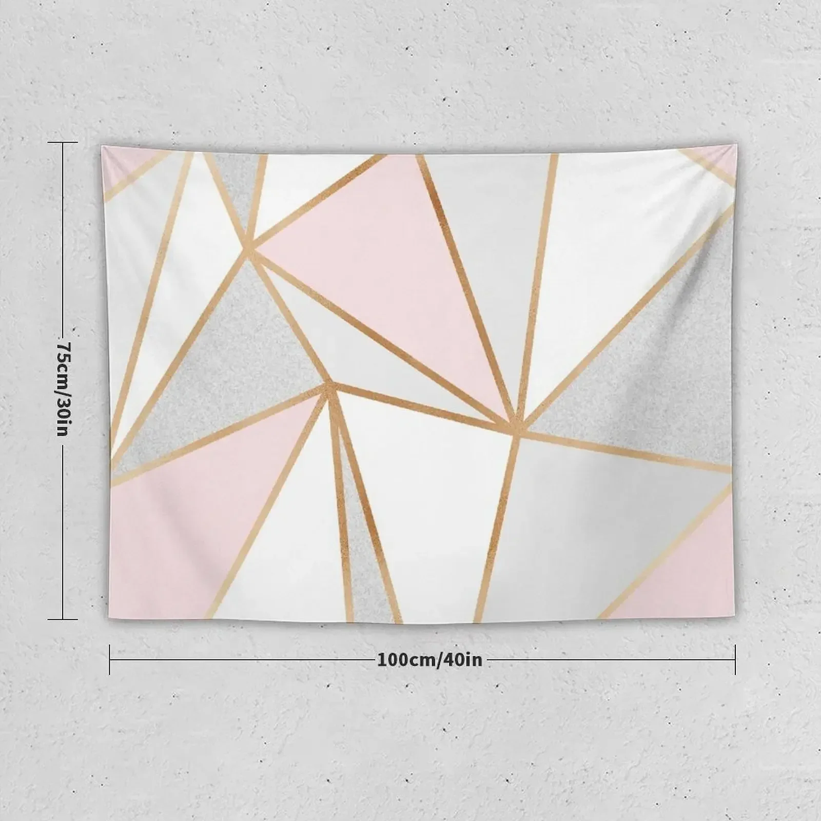 Pink, Grey & Gold Geo Tapestry Bedroom Organization And Decoration Hanging Wall Wall Carpet Tapestry