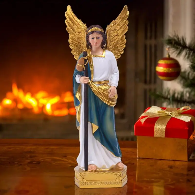 Archangel Saint Raphael Statue Festival Supply Christmas Figurine Angel Table Decor Resin For Tv Cabinets Bedside Tables Bookshe